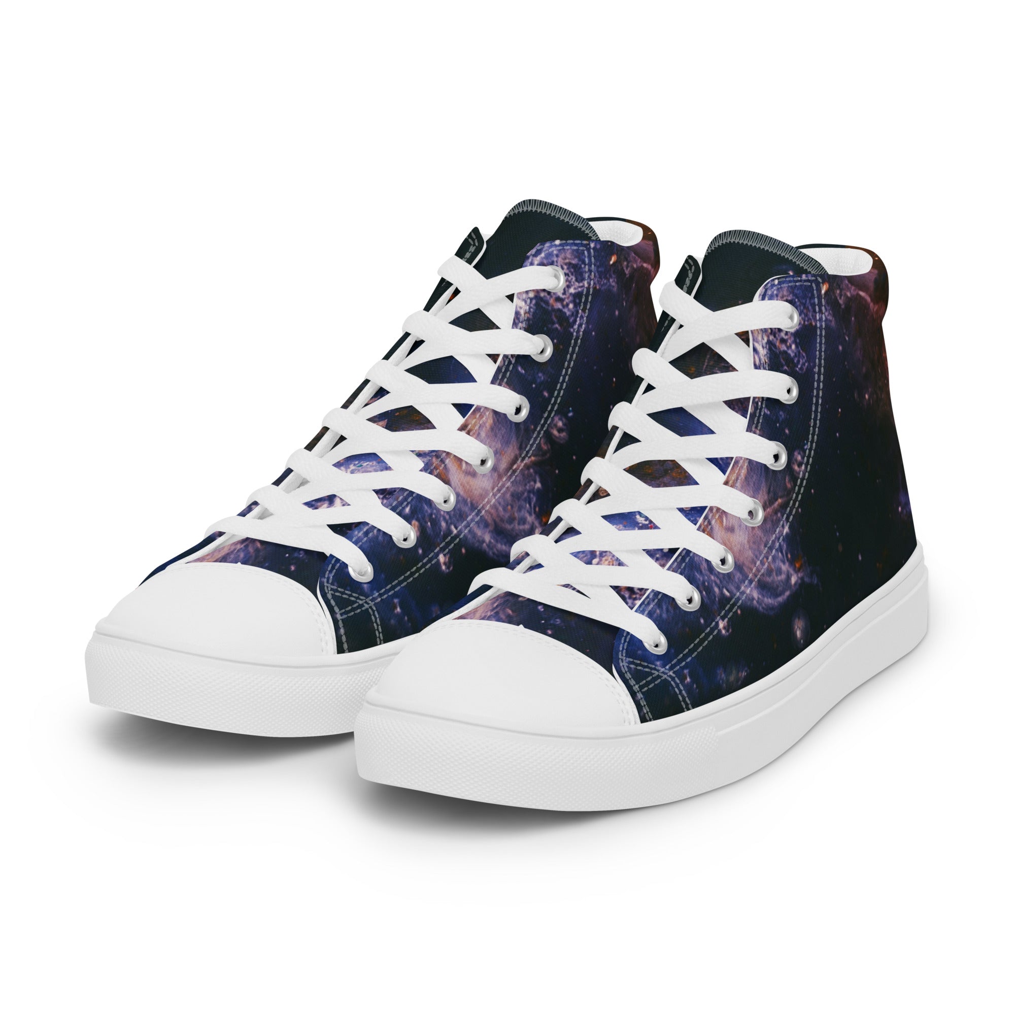 Abstract Nebula Men’s high top canvas shoes