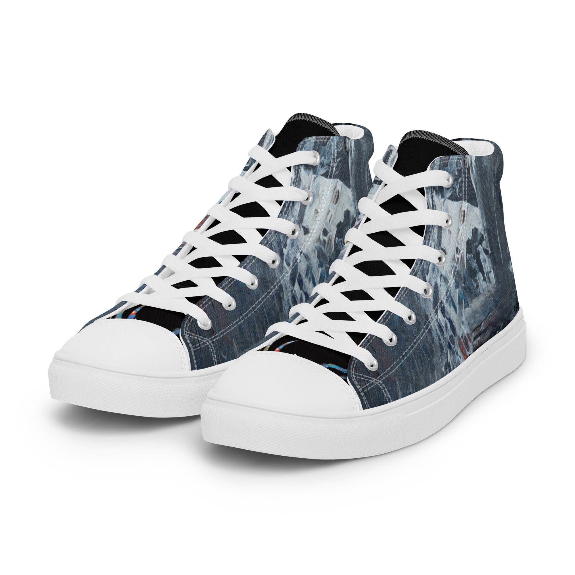 Abstract Silver Temple Men’s high top canvas shoes