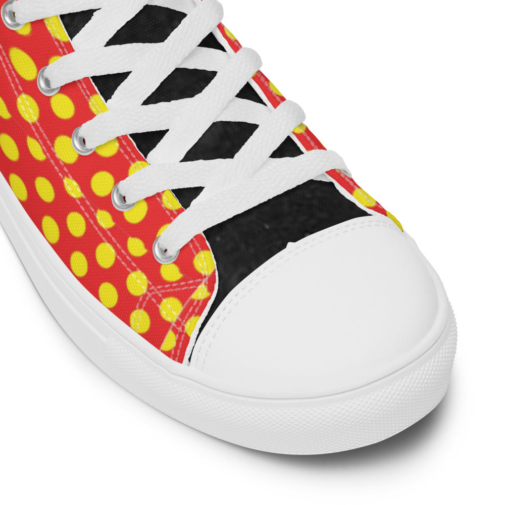Zilla Dots Red Beans Men’s high top canvas shoes