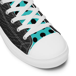 SurfZilla Zilla Dots Black Aqua Men’s high top canvas shoes