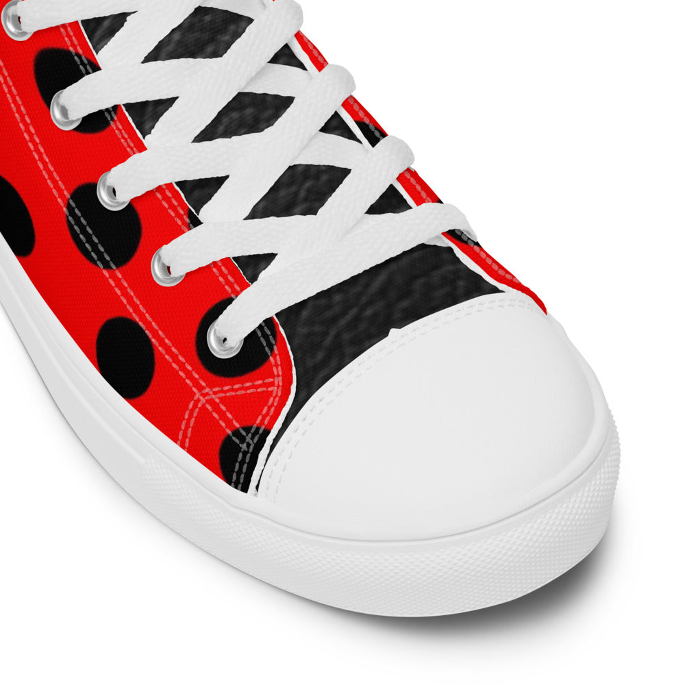 SurfZilla Zilla Dots Crimson Men’s high top canvas shoes