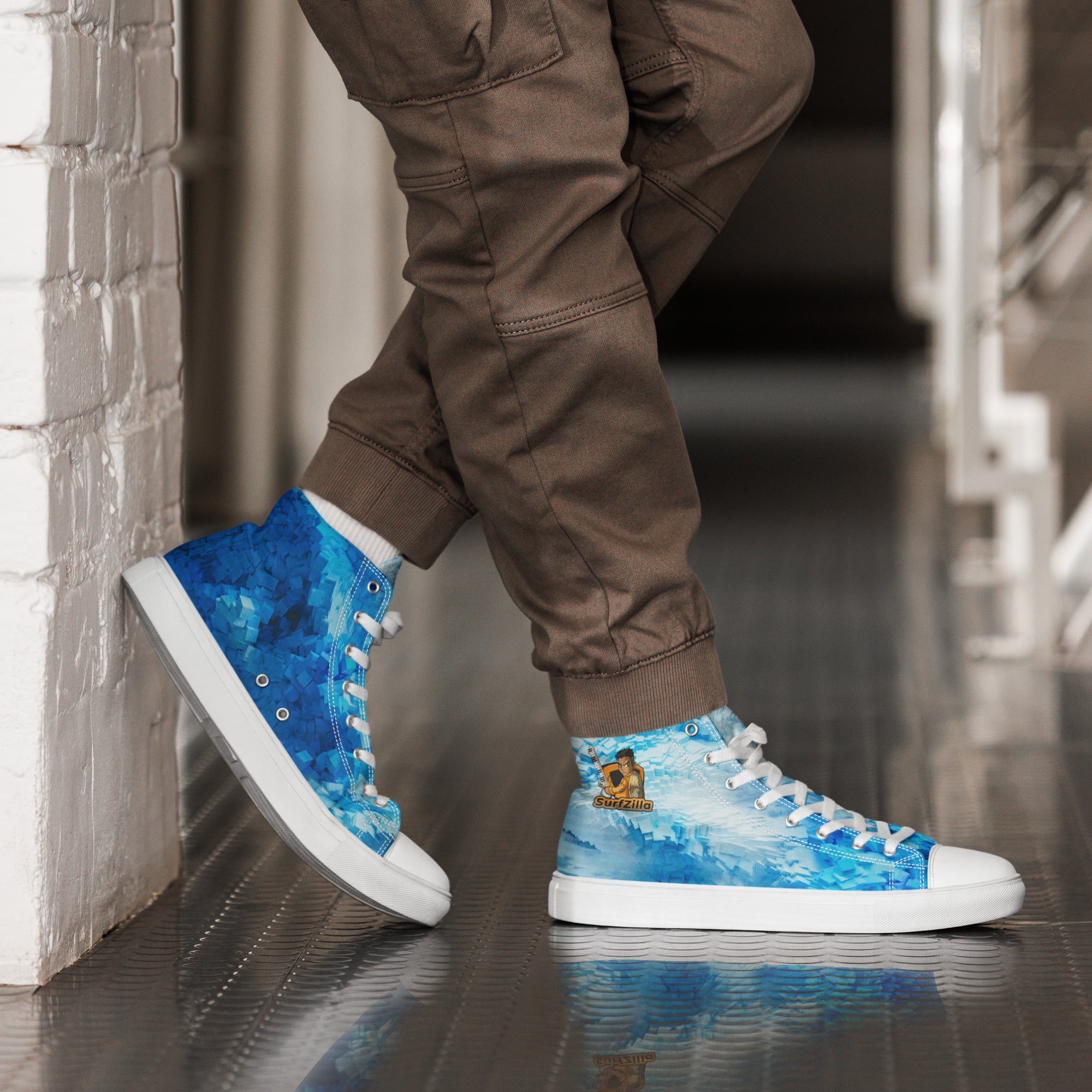 Sky Ice Cube Men’s high top canvas shoes