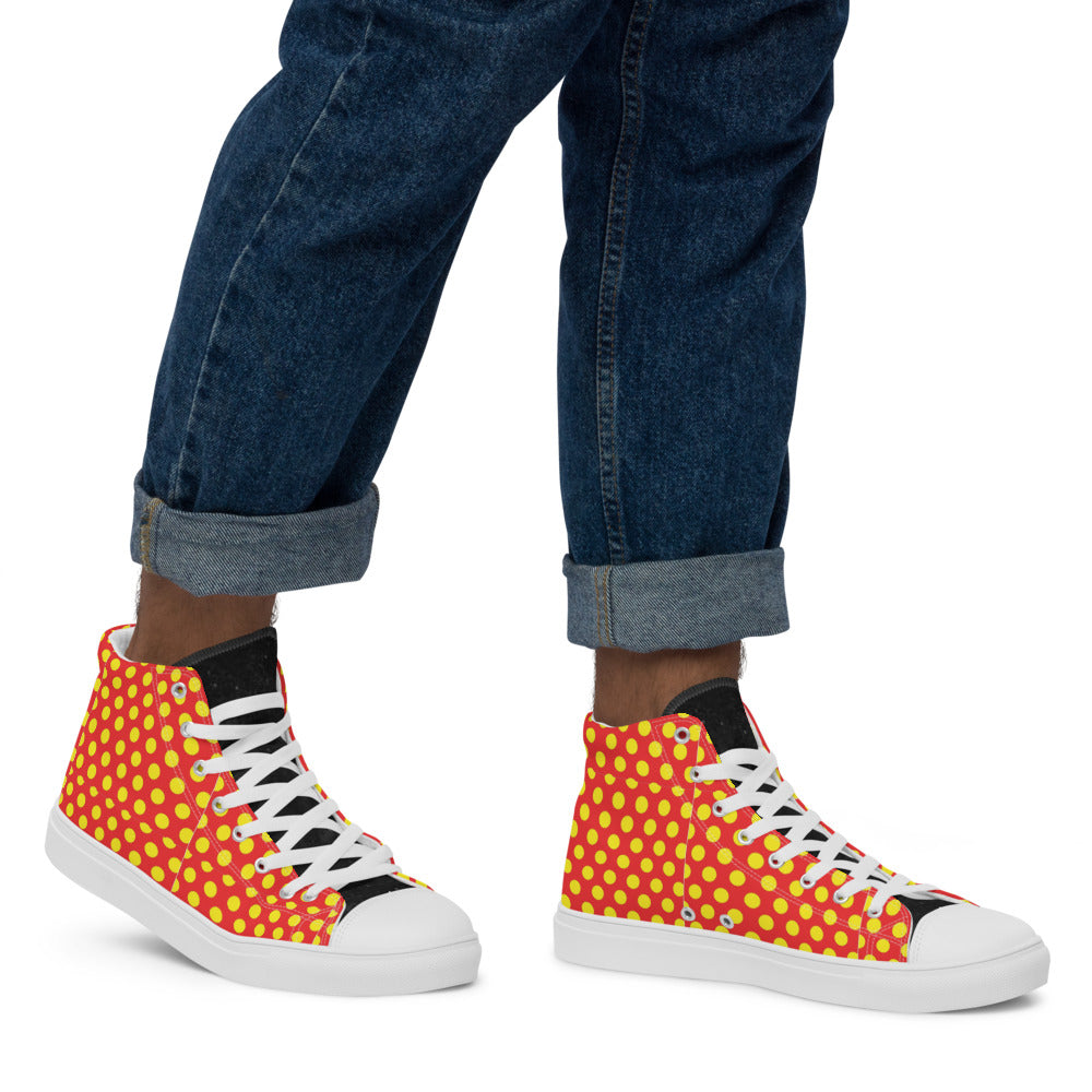 Zilla Dots Red Beans Men’s high top canvas shoes