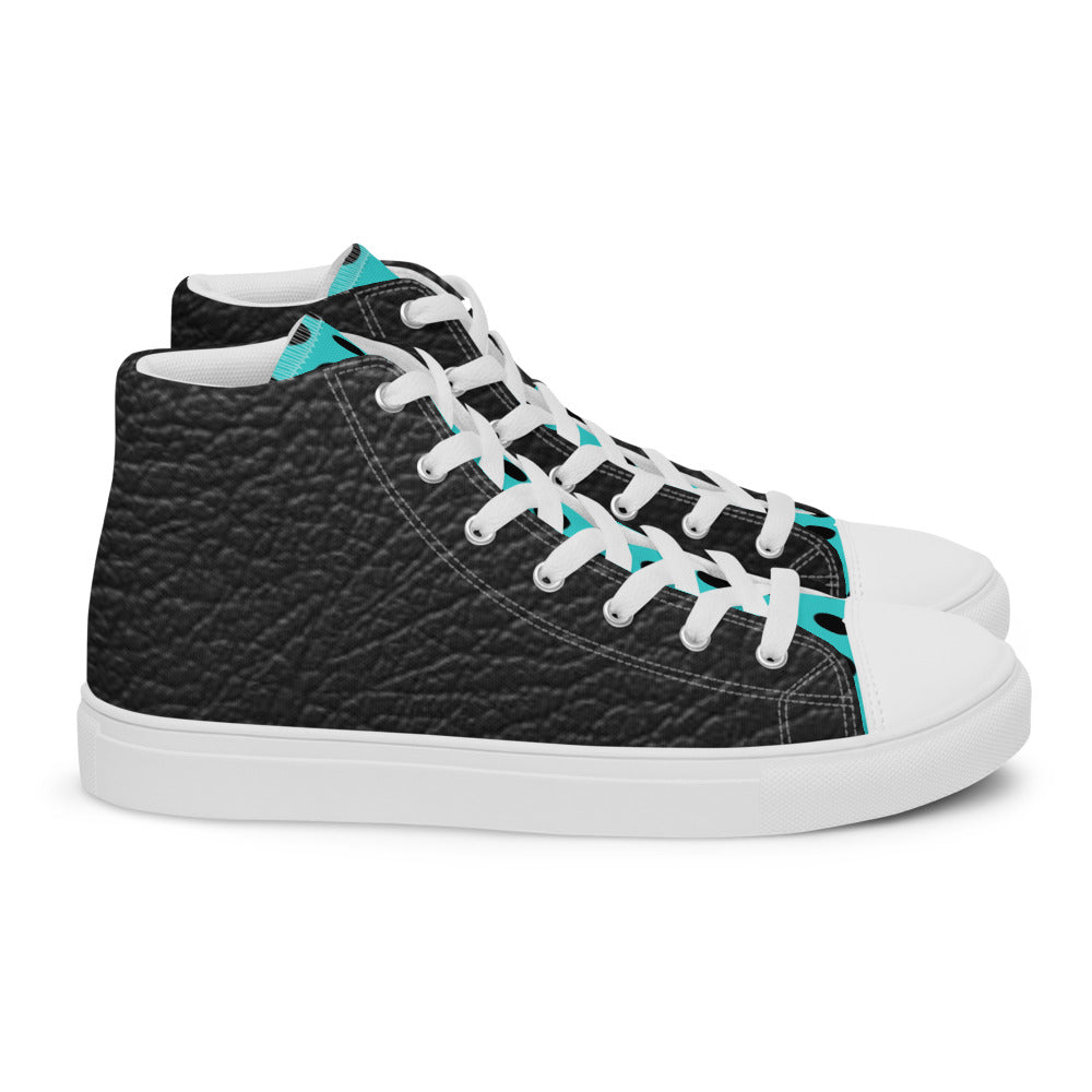 SurfZilla Zilla Dots Black Aqua Men’s high top canvas shoes