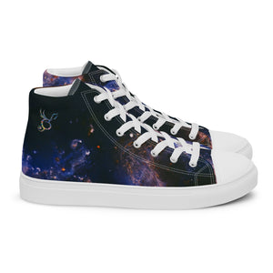 Abstract Nebula Men’s high top canvas shoes