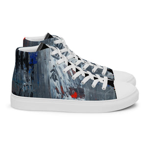 Abstract Silver Temple Men’s high top canvas shoes