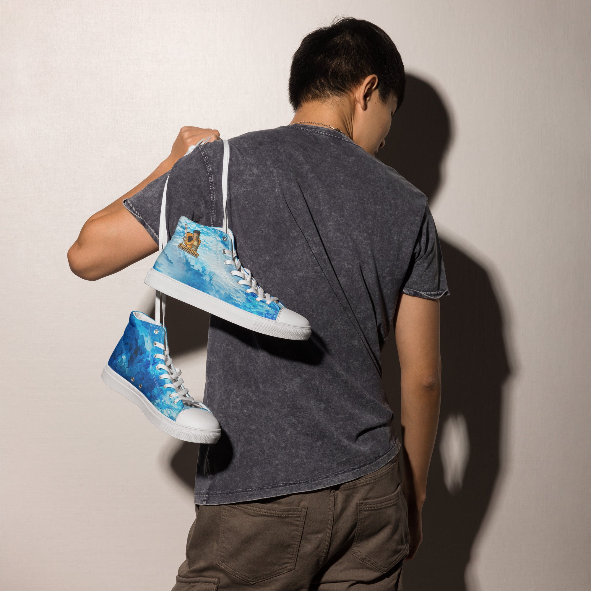 Sky Ice Cube Men’s high top canvas shoes
