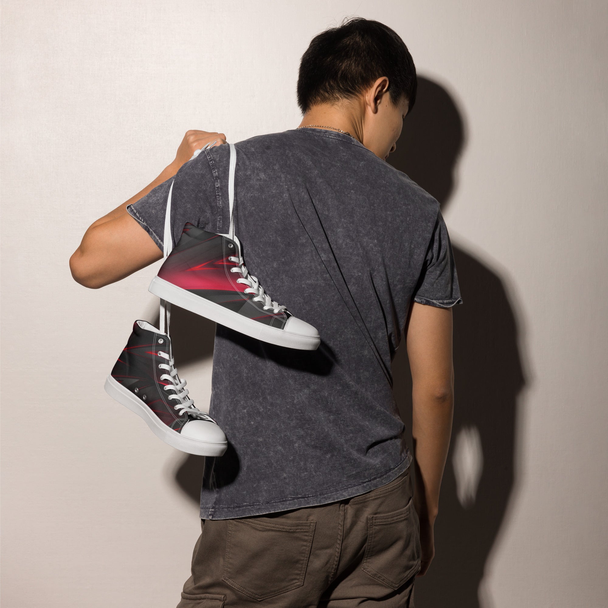 Abstract Night Sun Men’s high top canvas shoes