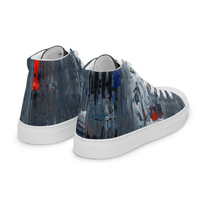 Abstract Silver Temple Men’s high top canvas shoes