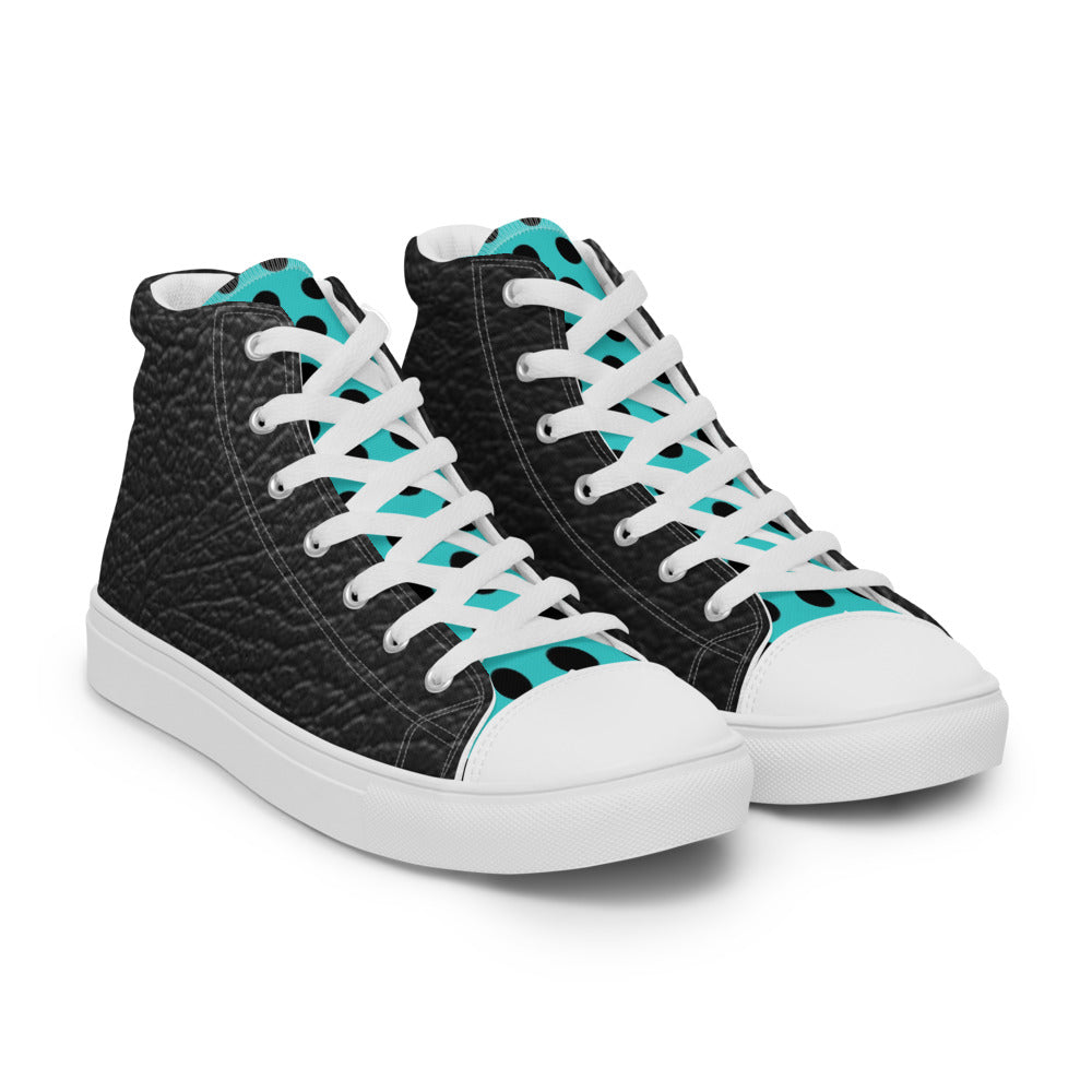 SurfZilla Zilla Dots Black Aqua Men’s high top canvas shoes