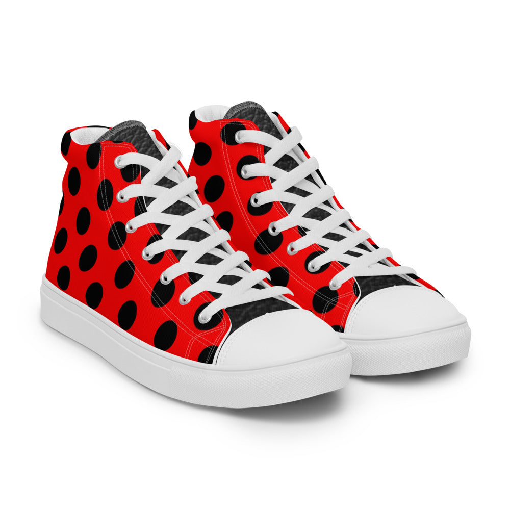SurfZilla Zilla Dots Crimson Men’s high top canvas shoes