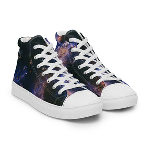 Abstract Nebula Men’s high top canvas shoes
