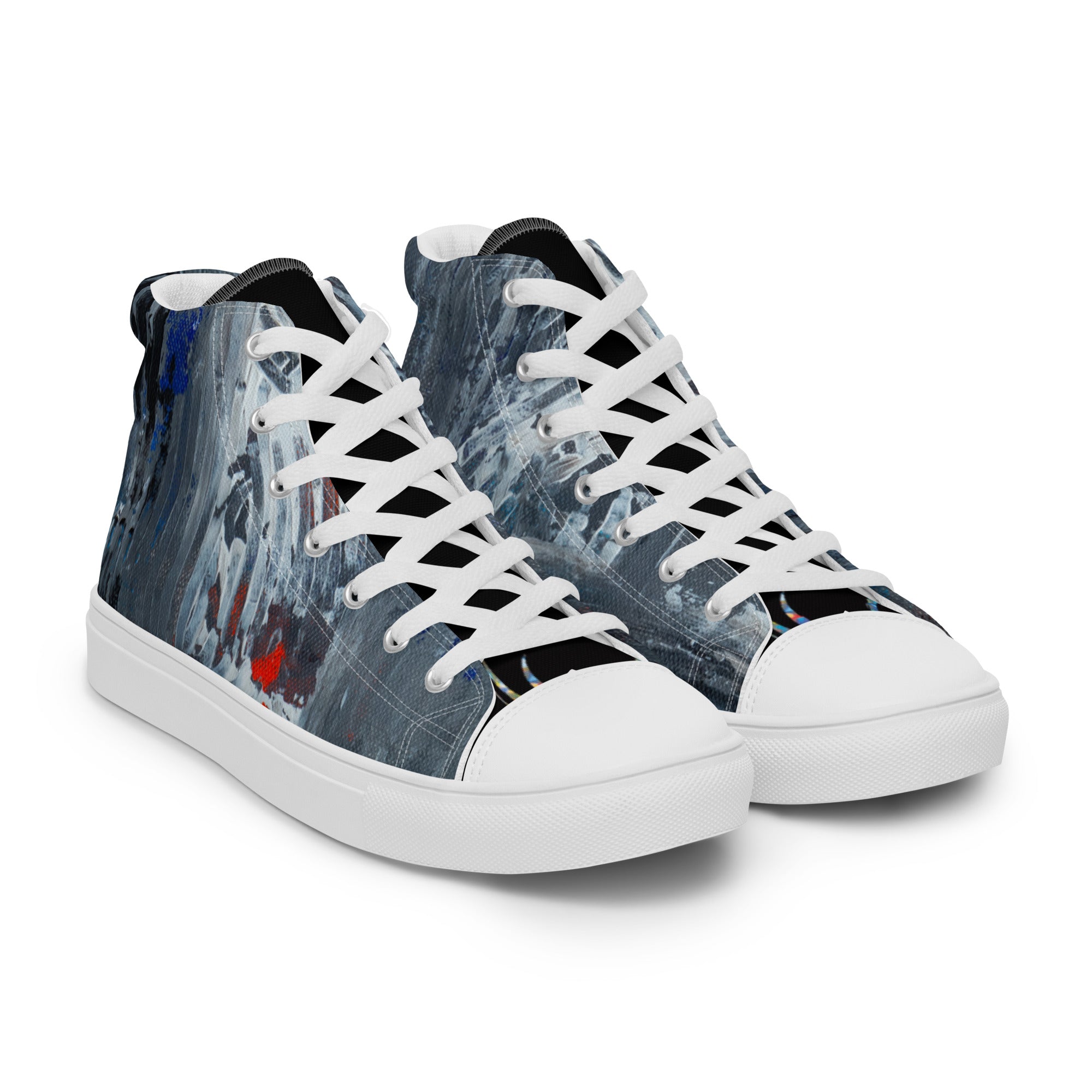 Abstract Silver Temple Men’s high top canvas shoes