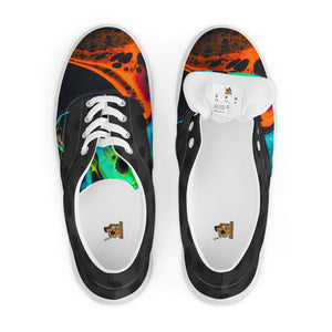 Abstract Neon Flames Men’s lace-up canvas shoes