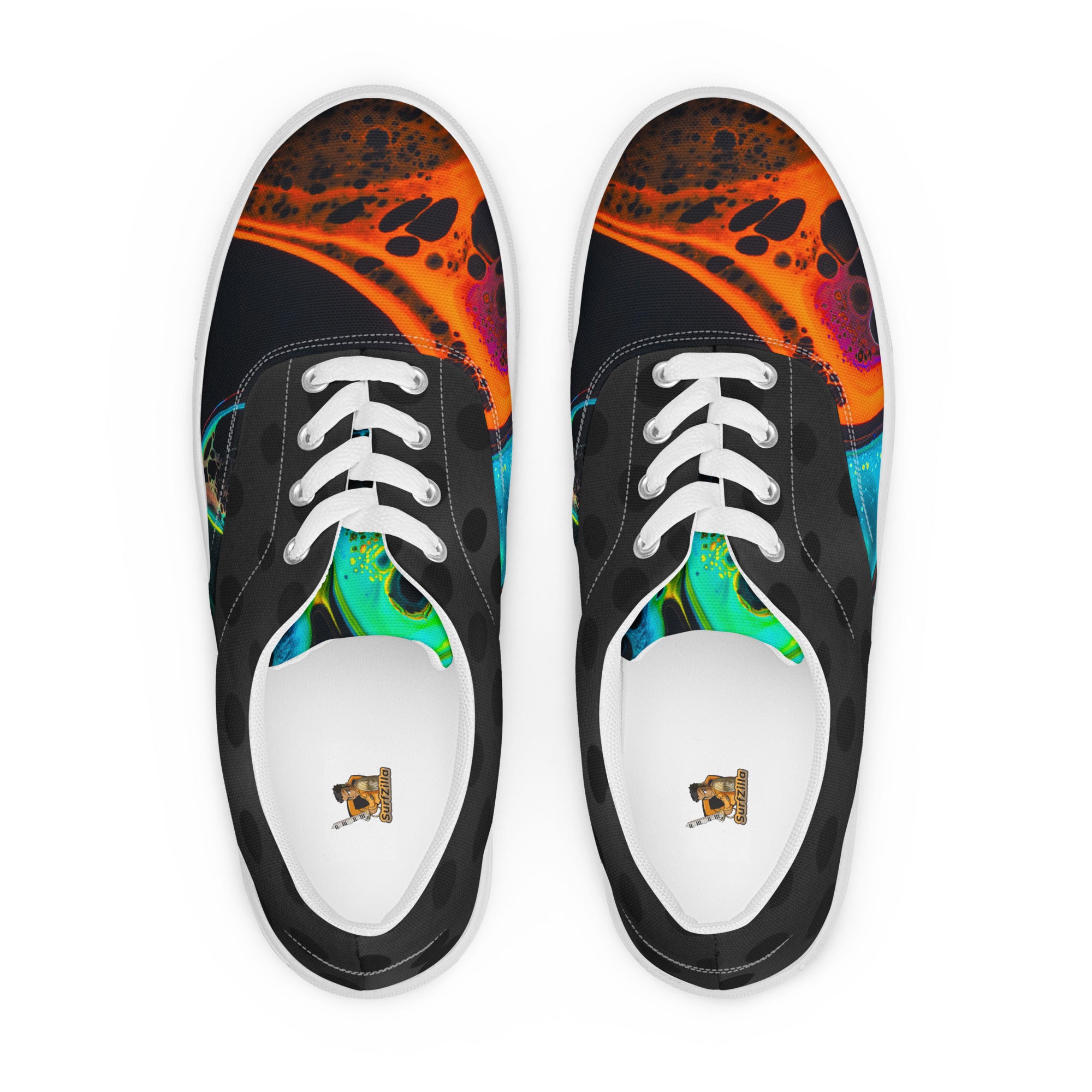 Abstract Neon Flames Men’s lace-up canvas shoes