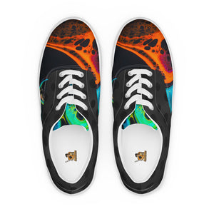 Abstract Neon Flames Men’s lace-up canvas shoes