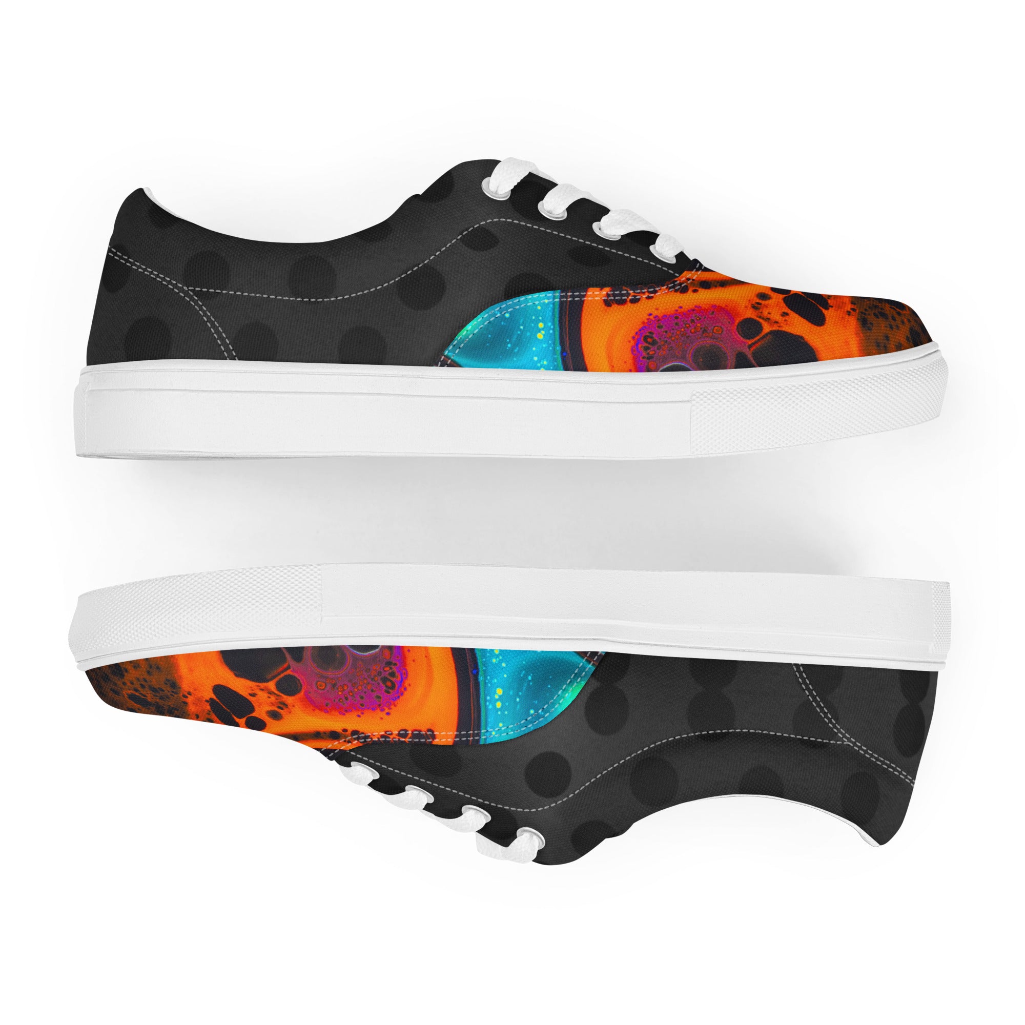 Abstract Neon Flames Men’s lace-up canvas shoes