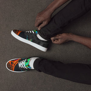 Abstract Neon Flames Men’s lace-up canvas shoes