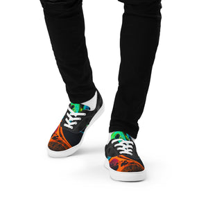 Abstract Neon Flames Men’s lace-up canvas shoes