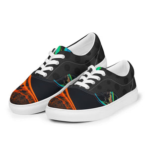 Abstract Neon Flames Men’s lace-up canvas shoes