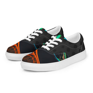 Abstract Neon Flames Men’s lace-up canvas shoes