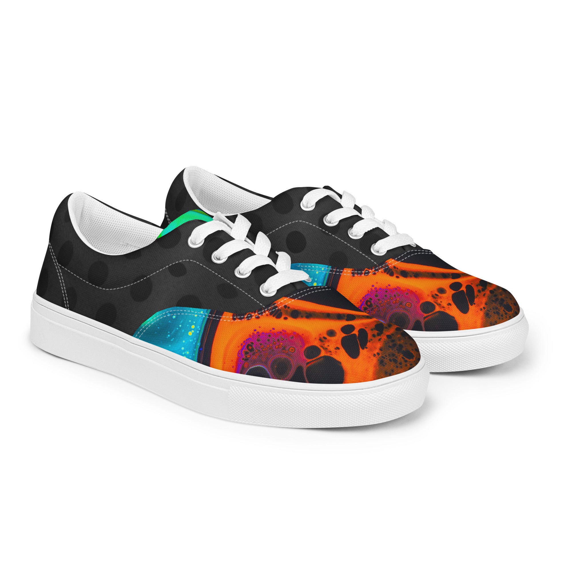 Abstract Neon Flames Men’s lace-up canvas shoes