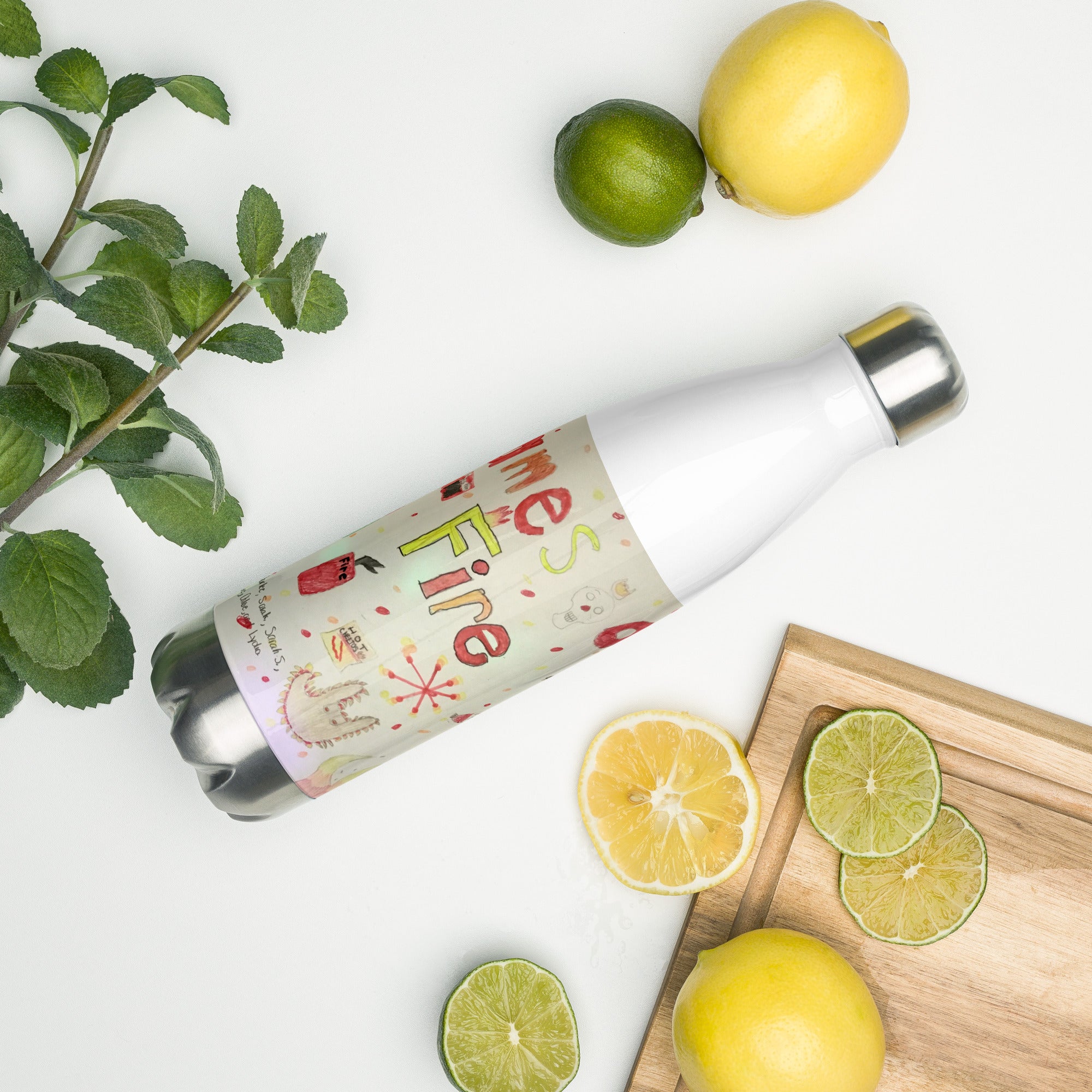 Flames on Fire Stainless Steel Water Bottle