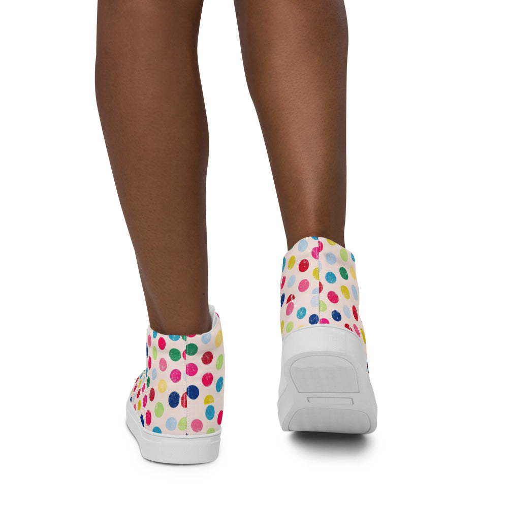 Princess Lauren Zilla Dots Rainbow Women’s high top canvas shoes