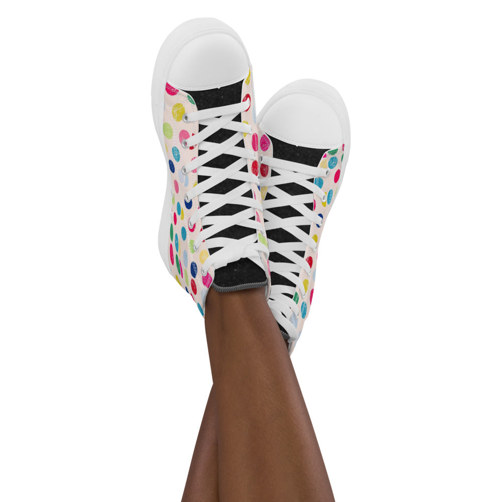Princess Lauren Zilla Dots Rainbow Women’s high top canvas shoes