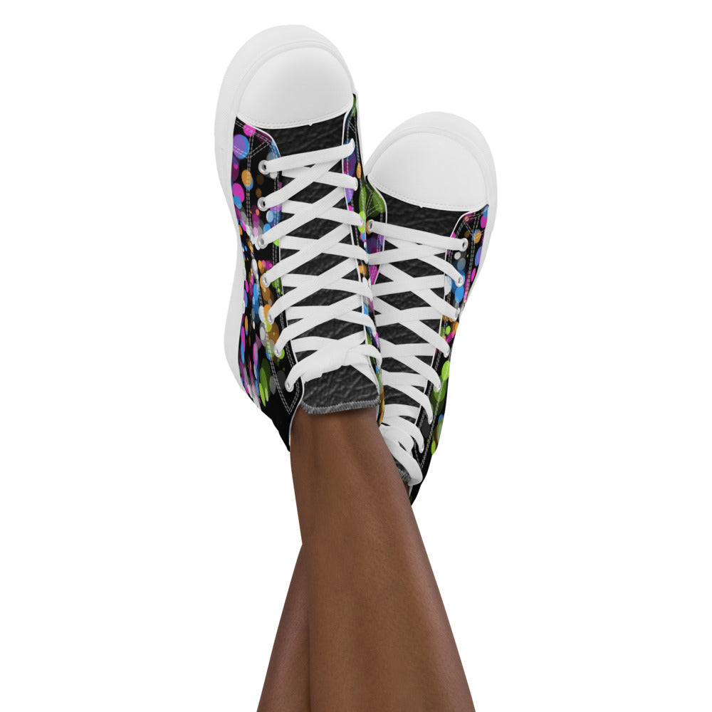 Princess Lauren Black Bubbles Women’s high top canvas shoes