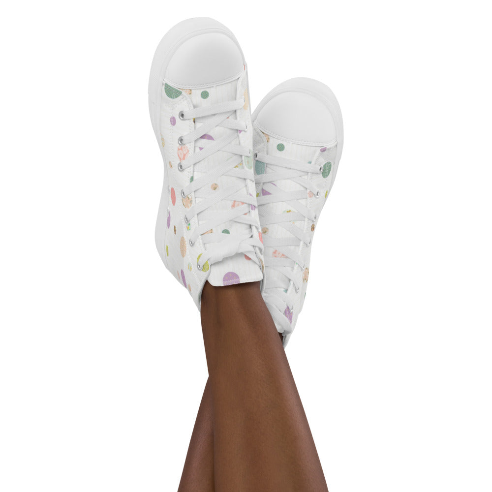 Zilla Dots Birthday Cake Women’s high top canvas shoes