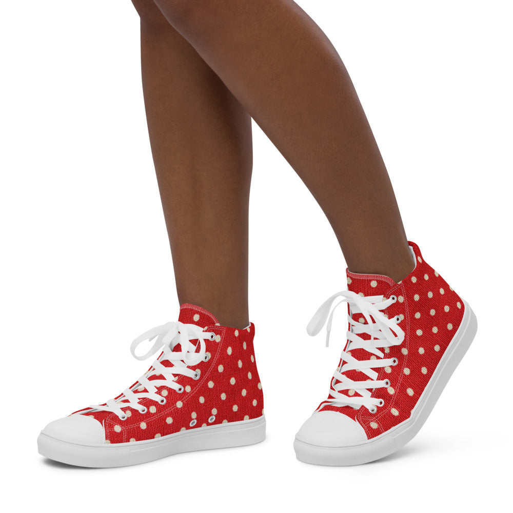 Princess Lauren Zilla Dots Red Women’s high top canvas shoes