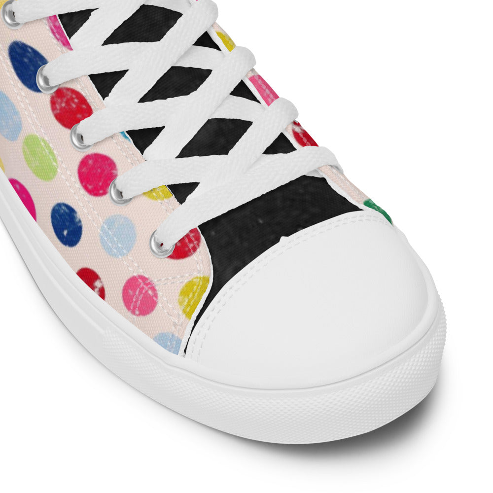 Princess Lauren Zilla Dots Rainbow Women’s high top canvas shoes