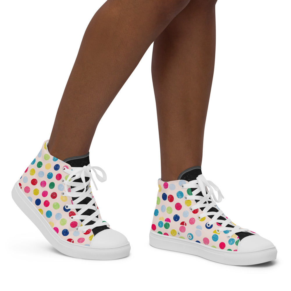 Princess Lauren Zilla Dots Rainbow Women’s high top canvas shoes