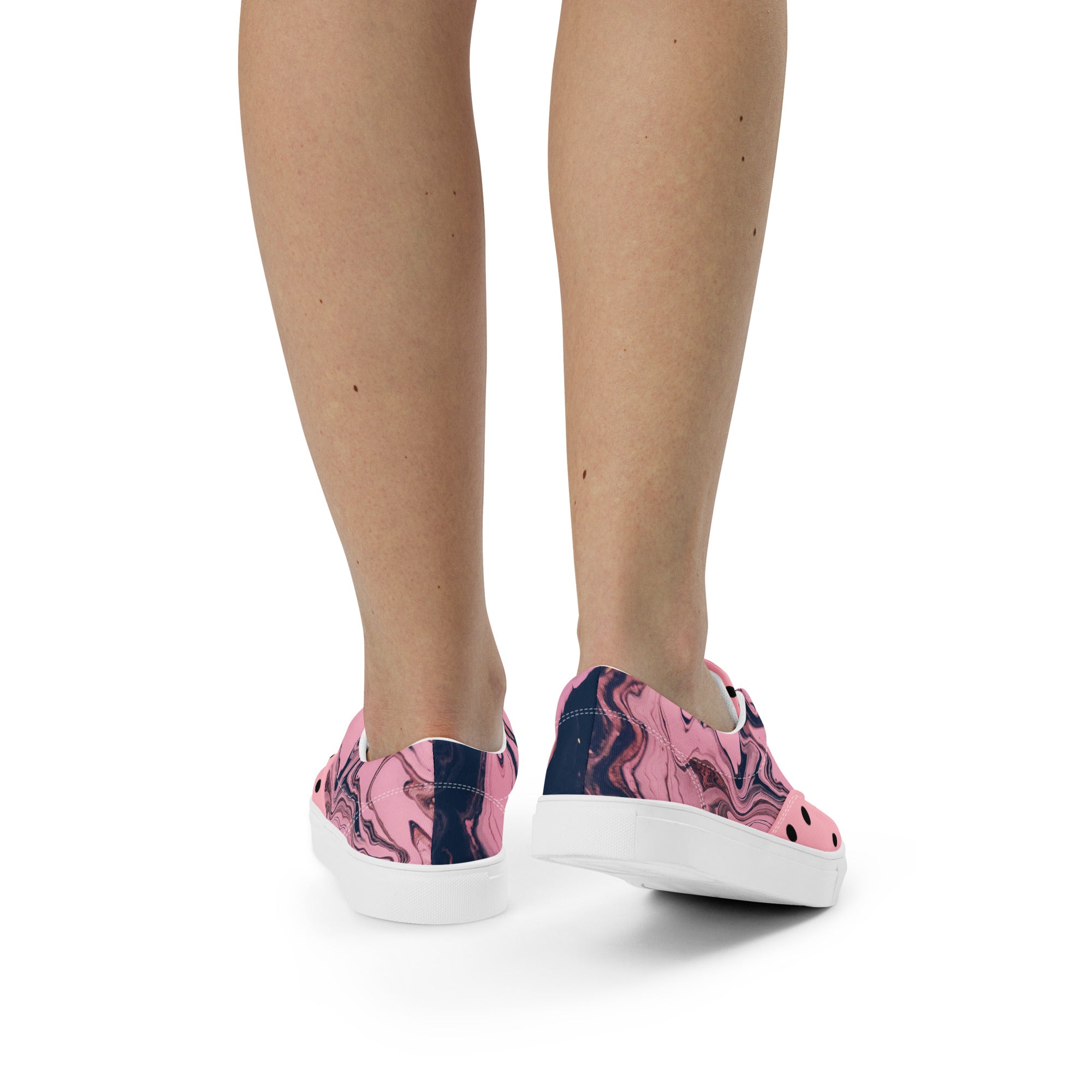 Abstract Zilla Dots: Pink Lotion Women’s lace-up canvas shoes