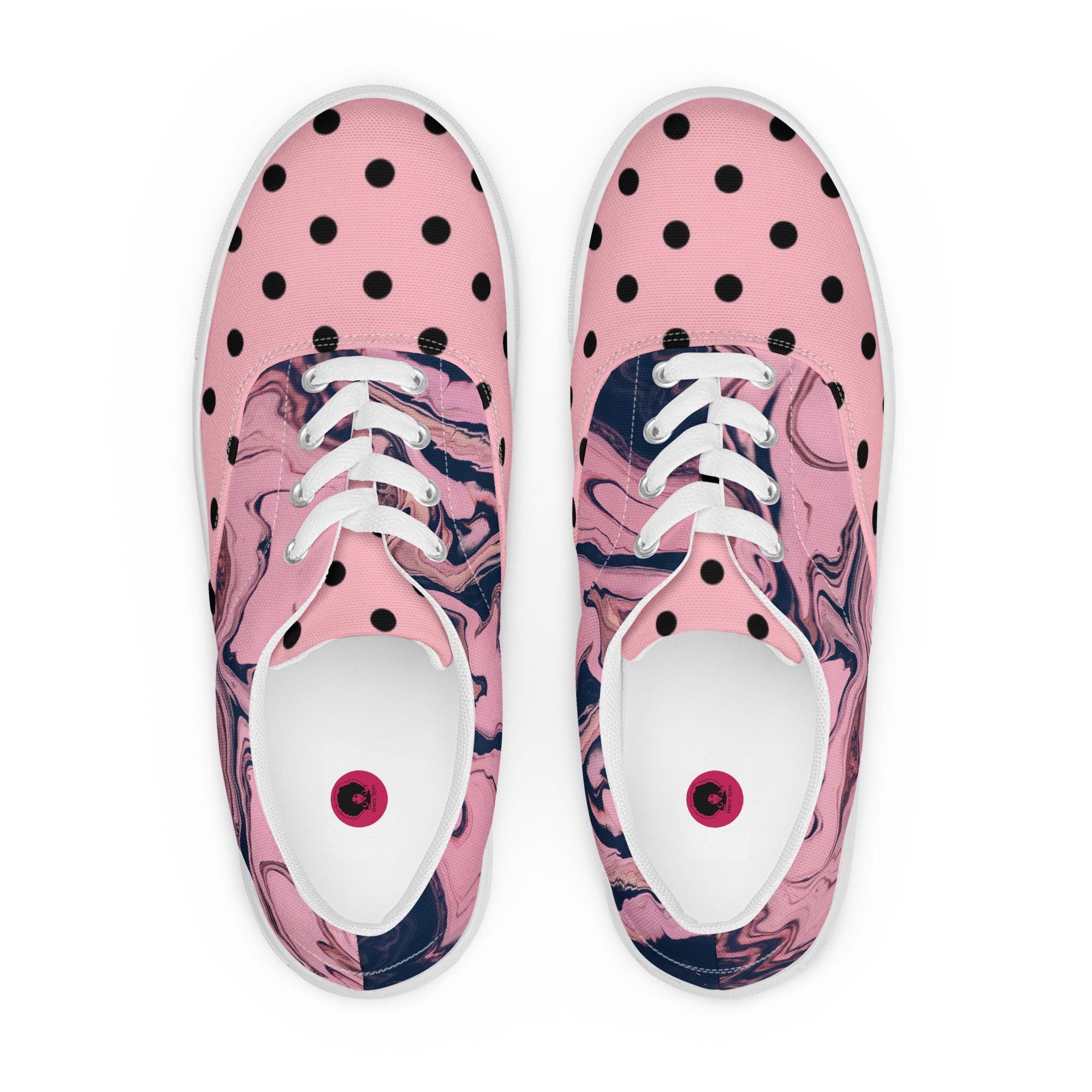 Abstract Zilla Dots: Pink Lotion Women’s lace-up canvas shoes