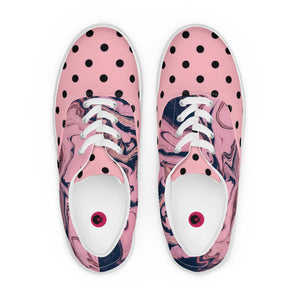 Abstract Zilla Dots: Pink Lotion Women’s lace-up canvas shoes