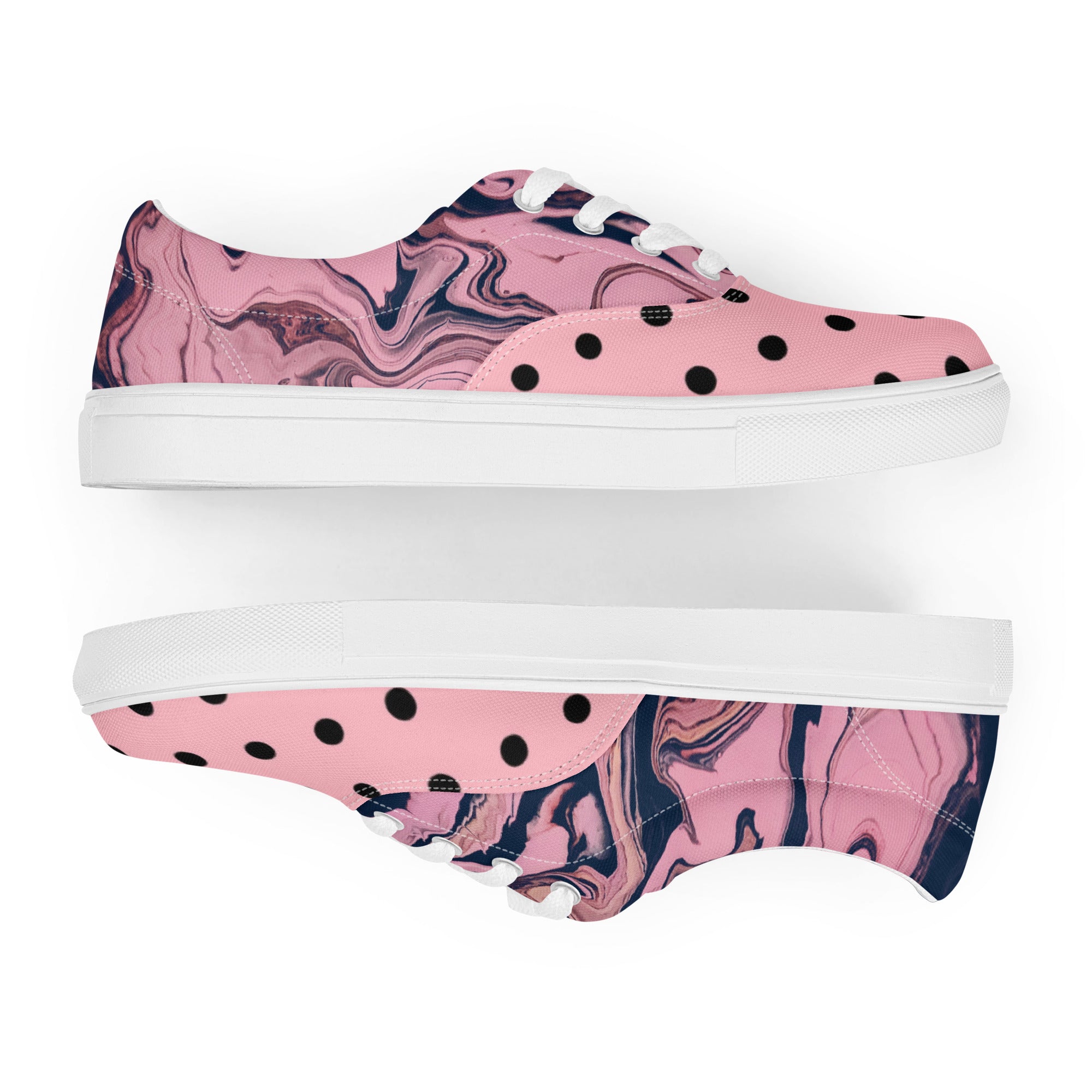 Abstract Zilla Dots: Pink Lotion Women’s lace-up canvas shoes