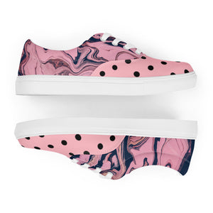 Abstract Zilla Dots: Pink Lotion Women’s lace-up canvas shoes