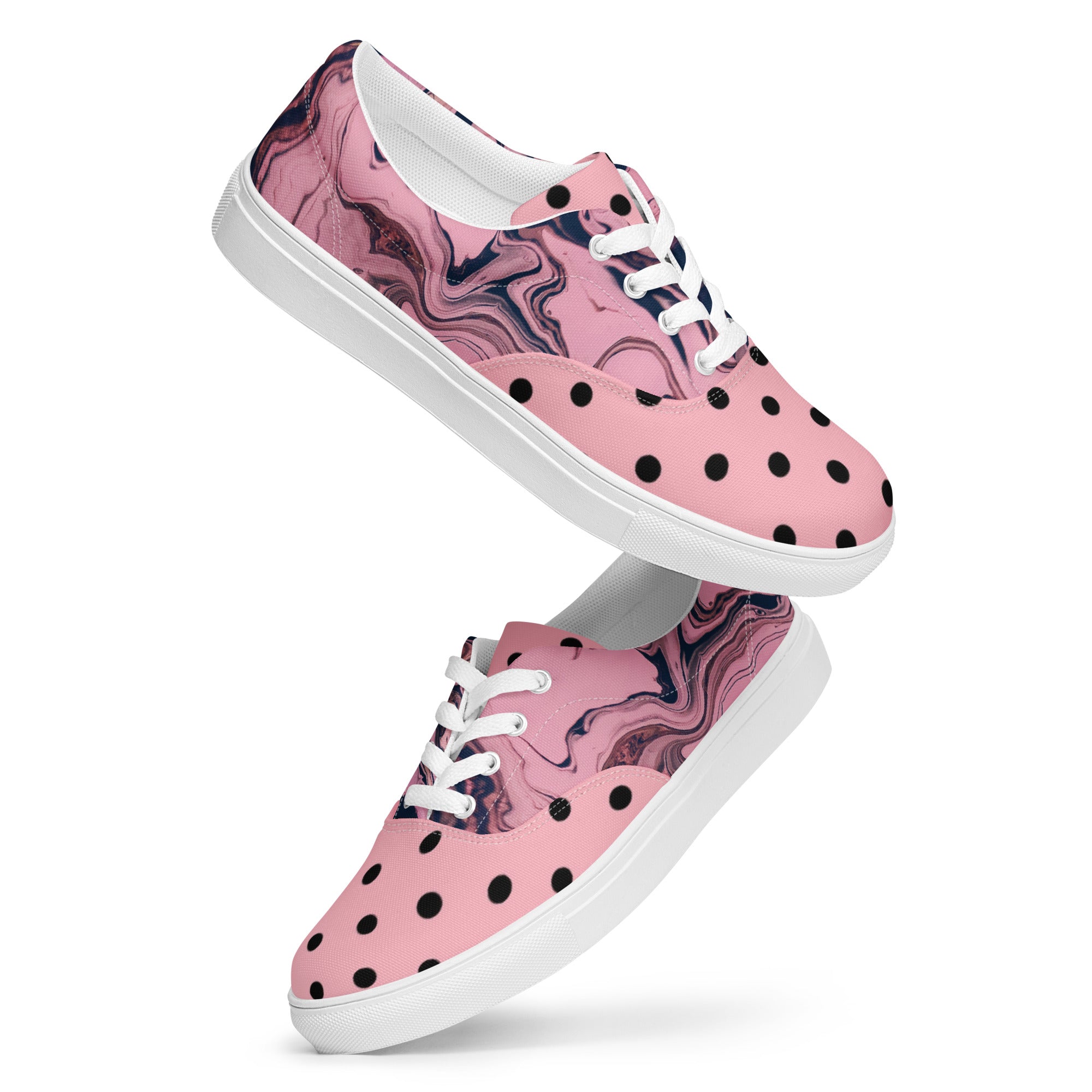 Abstract Zilla Dots: Pink Lotion Women’s lace-up canvas shoes