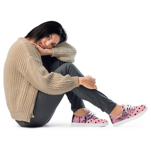 Abstract Zilla Dots: Pink Lotion Women’s lace-up canvas shoes